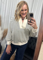 Black Striped Half Zip Sweatshirt