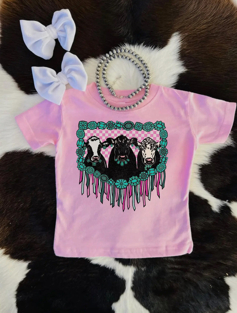 Turquoise and Cows Tee