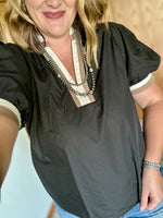 Black Multi Color Band Top
