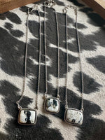 White Buffalo Square Stone Necklace