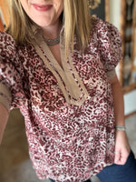 Burgundy Animal Print Top