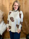 Taupe Leopard Cowboy Hat Oversized Sweater