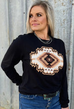 Black Aztec Long Sleeve Tee