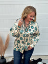 Turquoise Jewels Satin Button Down