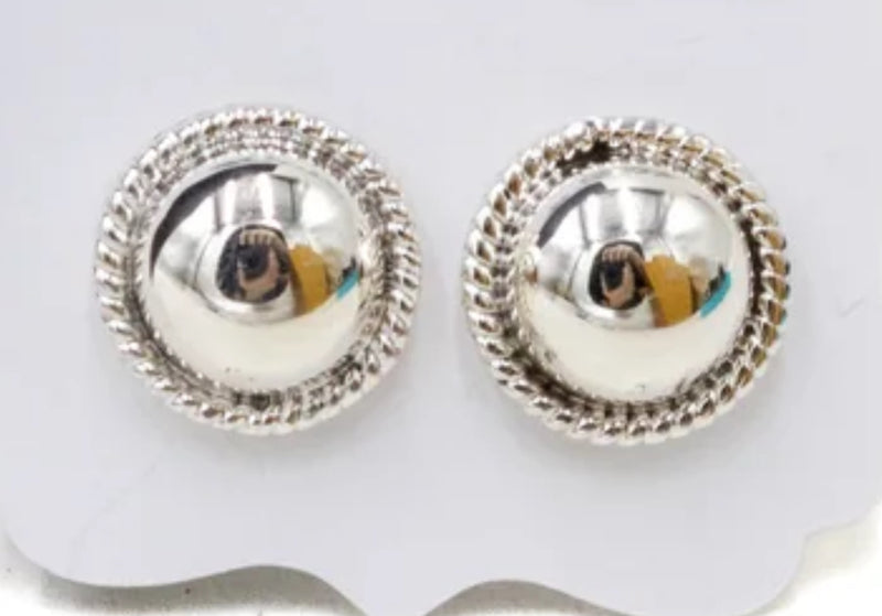 Rope Border Sterling Stud Earrings