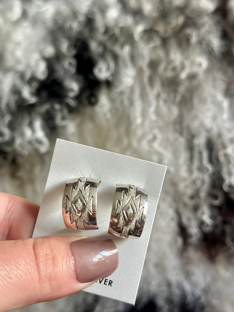 Aztec Stamped Hoop Earrings