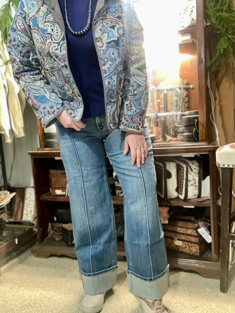 Flying Monkey Wide Leg Front Seam Jeans