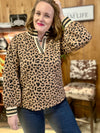 Leopard Puff Sleeve V Neck