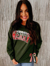 MERRY Bow Crewneck Sweatshirt - Green