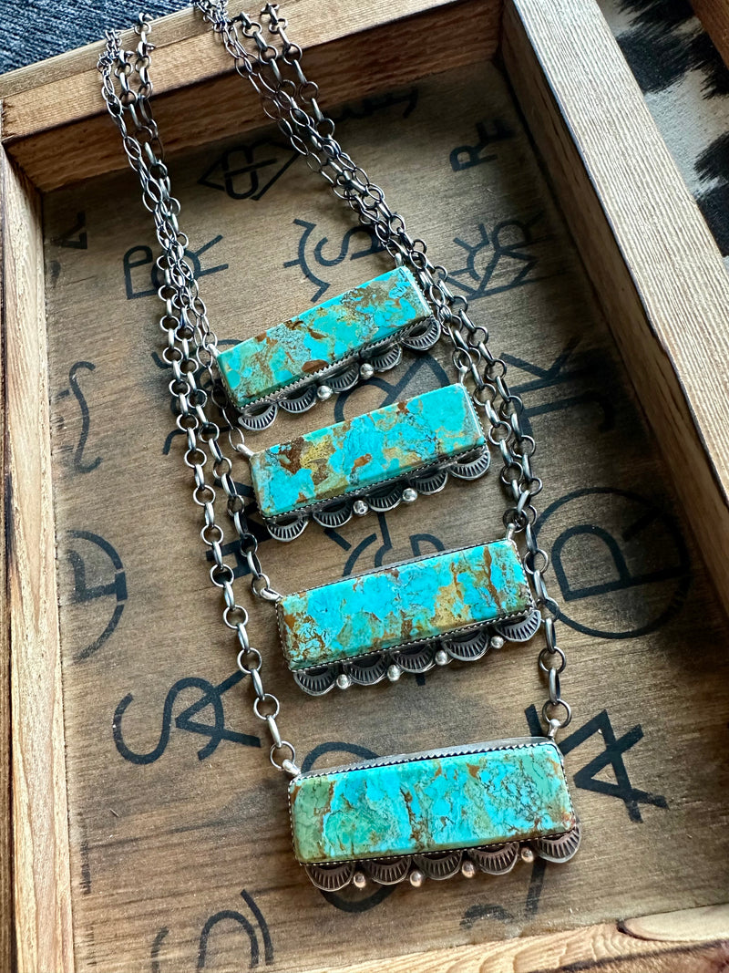 Kingman Turquoise Large Bar Necklace