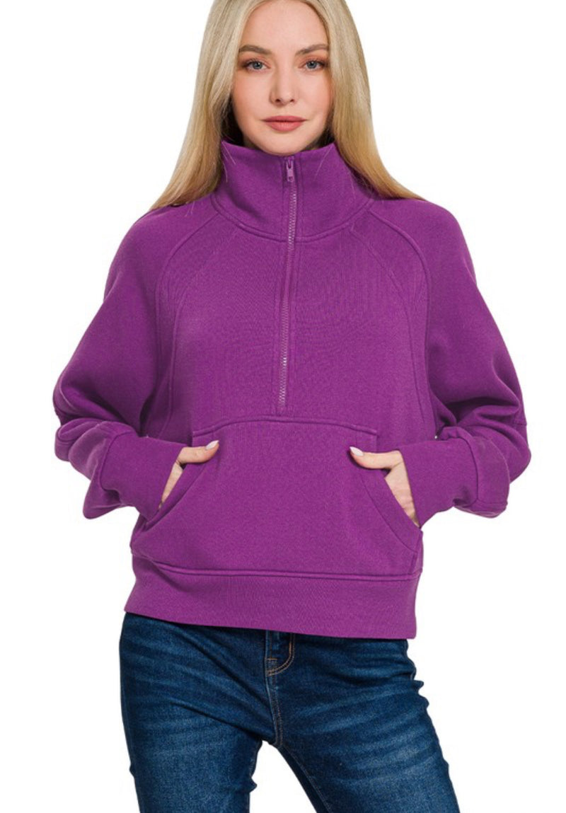 Half Zip Kangaroo Pocket Sweatshirt