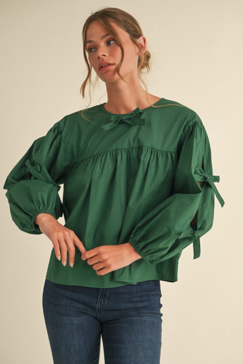 Hunter Green Bow Ties Top