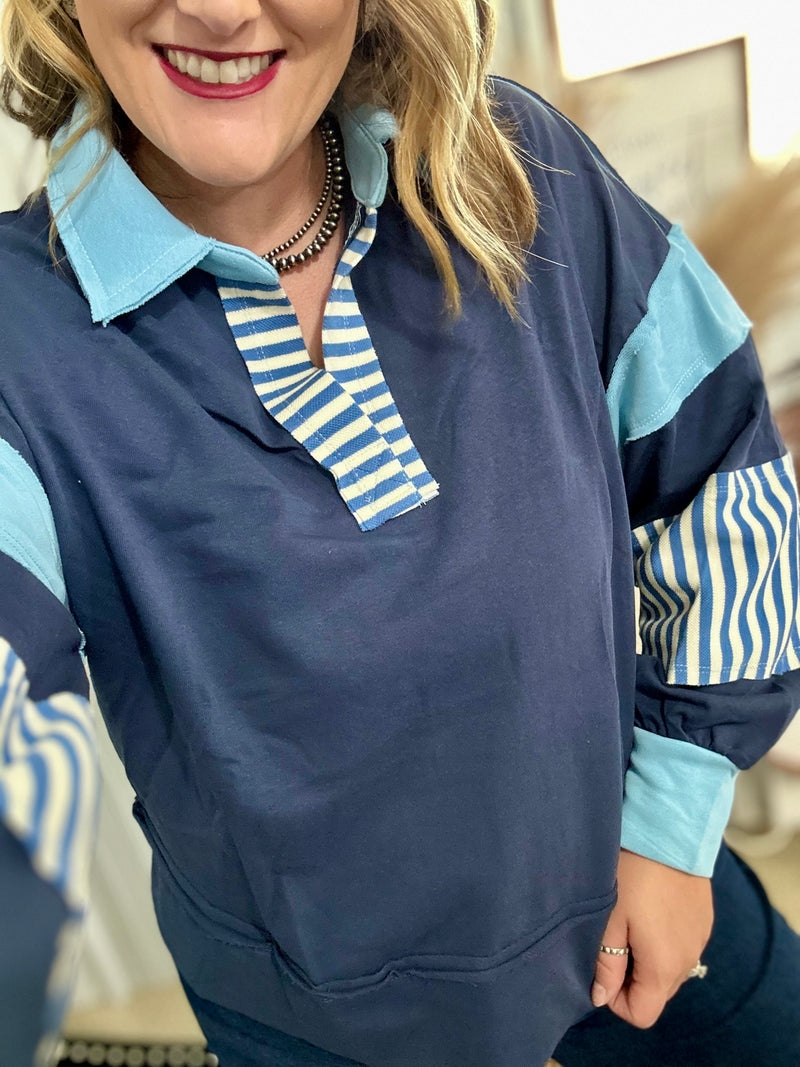 Navy Mix & Match Top