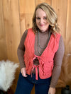 Quilted Tie Vest - Pale Red