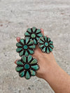 Green flowers turquoise rings