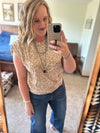 Taupe Leopard Stud Shoulder Top