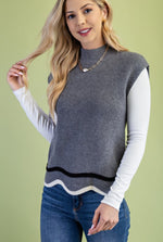 Grey Scalloped Hem Sweater Top