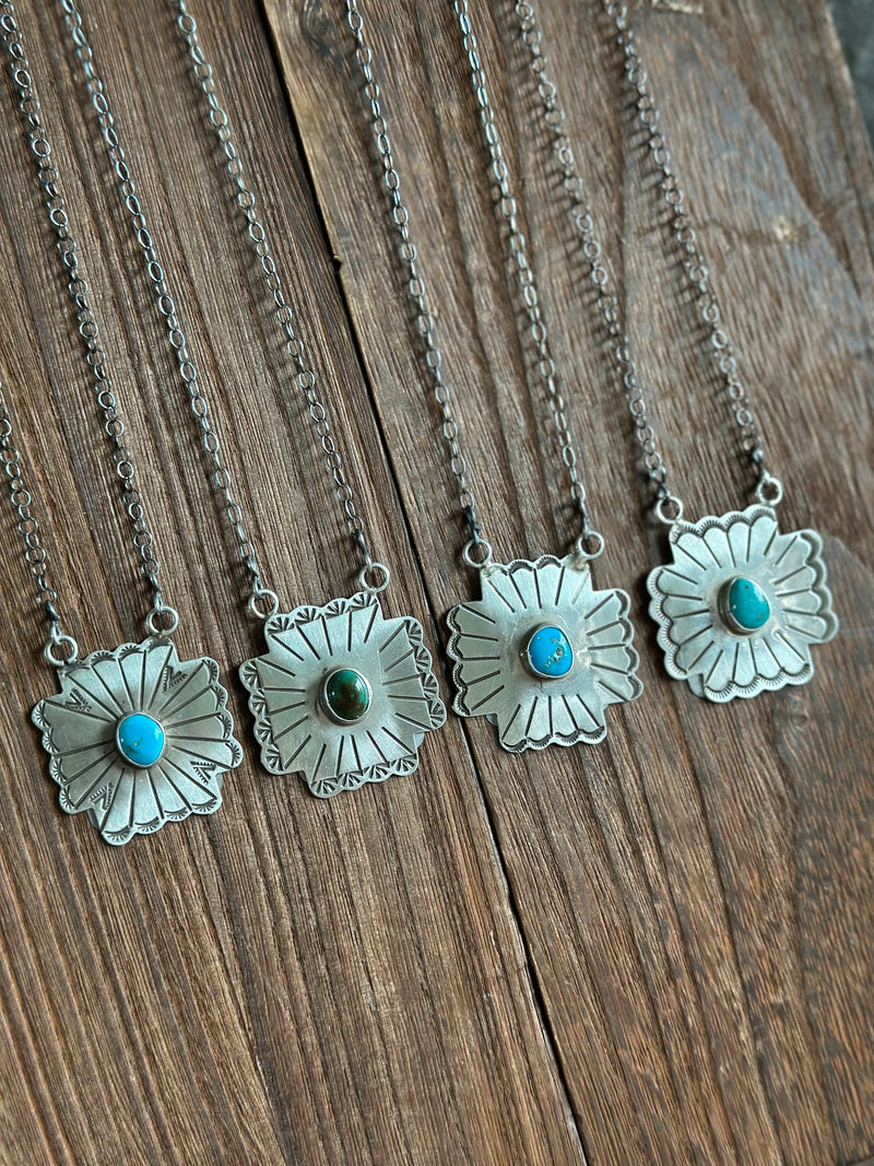 Turquoise Stone Sterling Cross Necklace