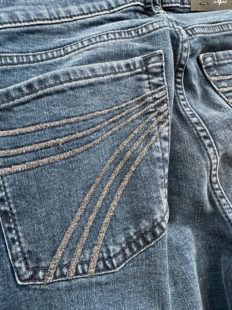 7FAM SILVER SPARKLE STITCH DOJOS - 34” inseam