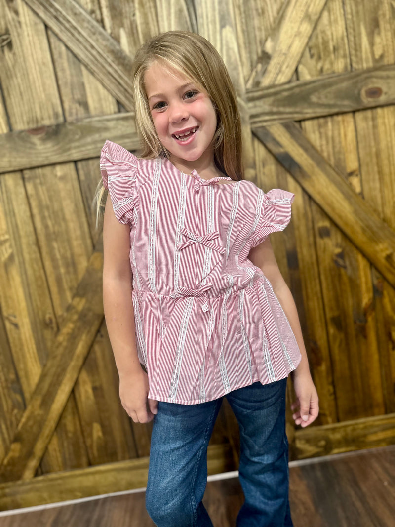 Girls Red Bow Top