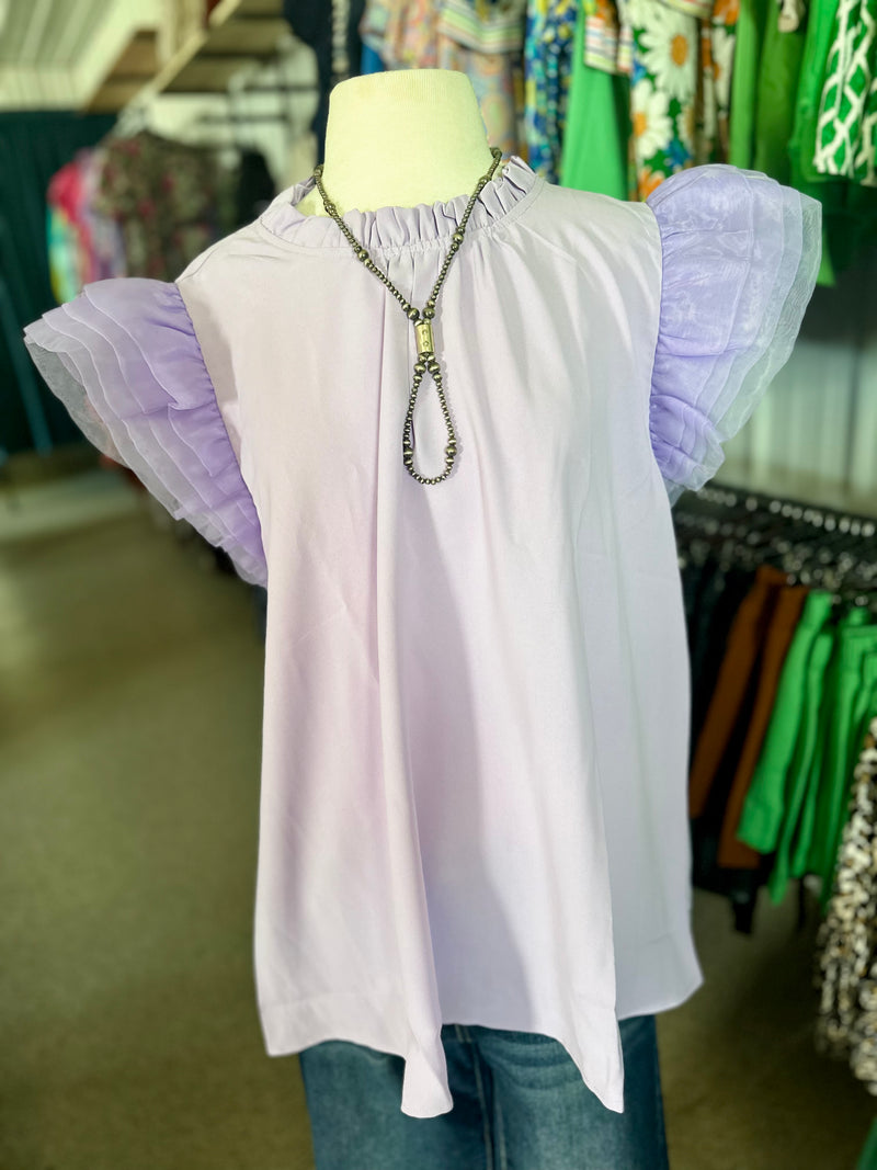 Lavender Flutter Sleeve Top