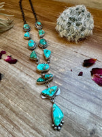 Royston turquoise necklace lariat and earrings set