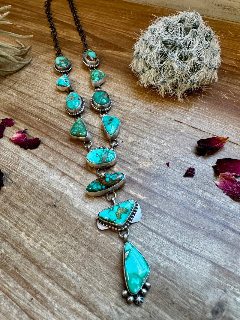 Royston turquoise necklace lariat and earrings set