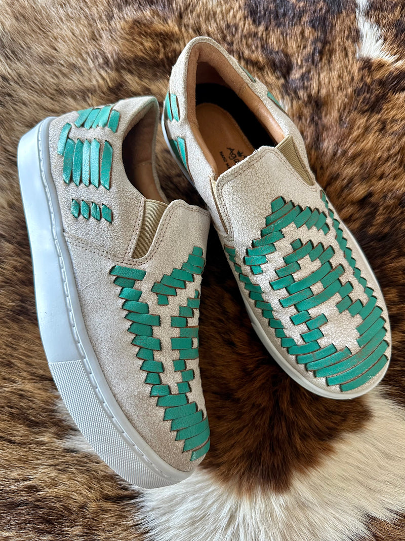 Turquoise Stitched Western Sneaker