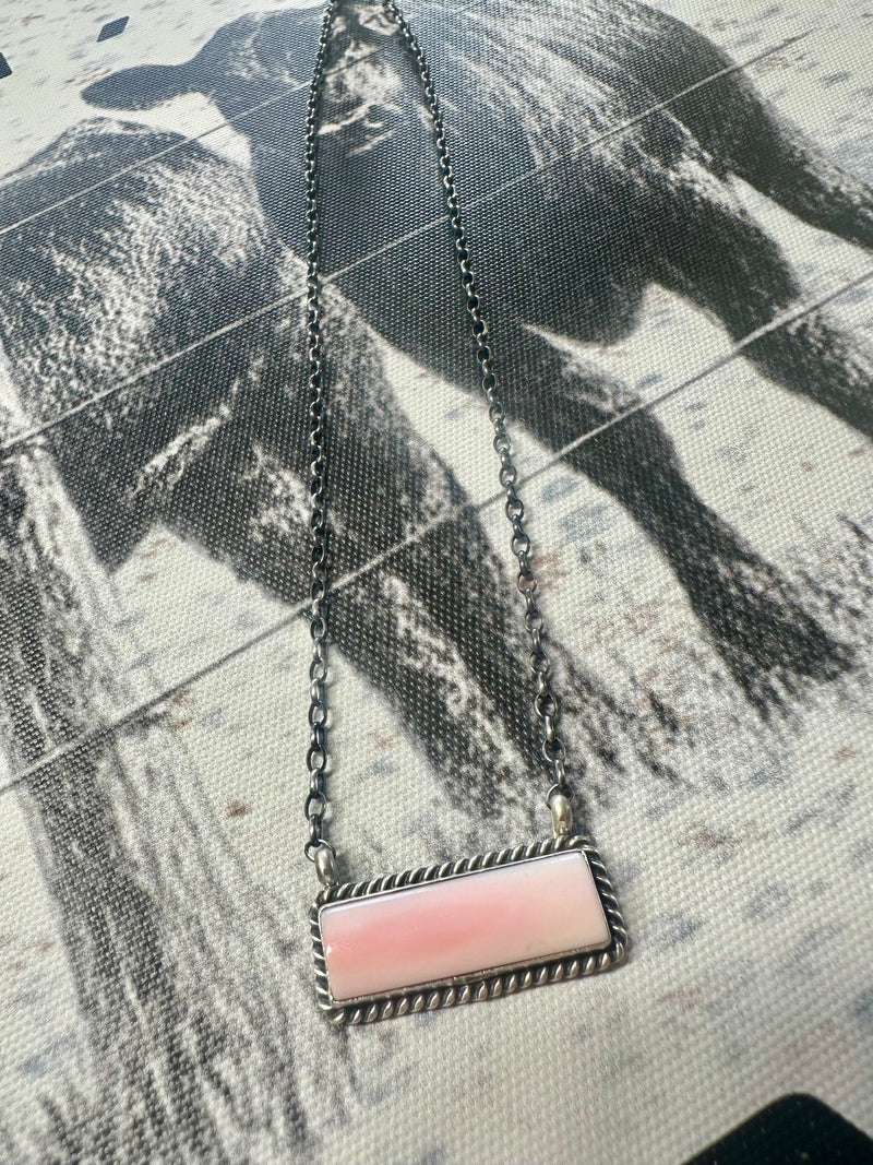 Pink Conch Bar Necklace