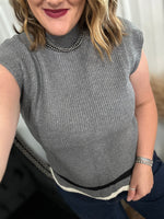 Grey Scalloped Hem Sweater Top
