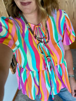 Multi Color Bow Tie Top