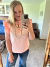 Peach Poplin Bow Tie Top