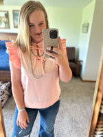 Peach Poplin Bow Tie Top