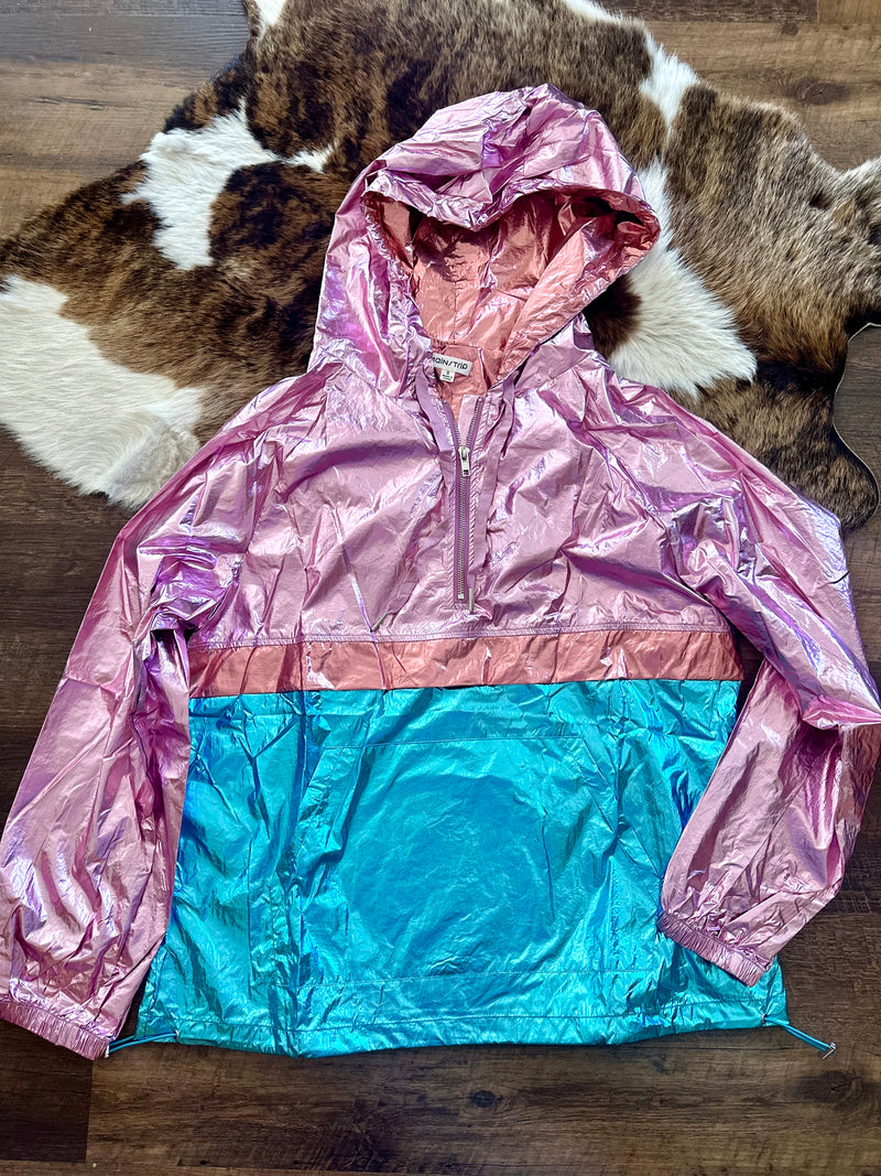 Metallic Colorblock Windbreaker