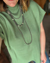 Sage Ribbed Mock Neck Top