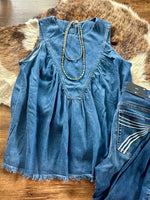Denim Frayed Hem Tank