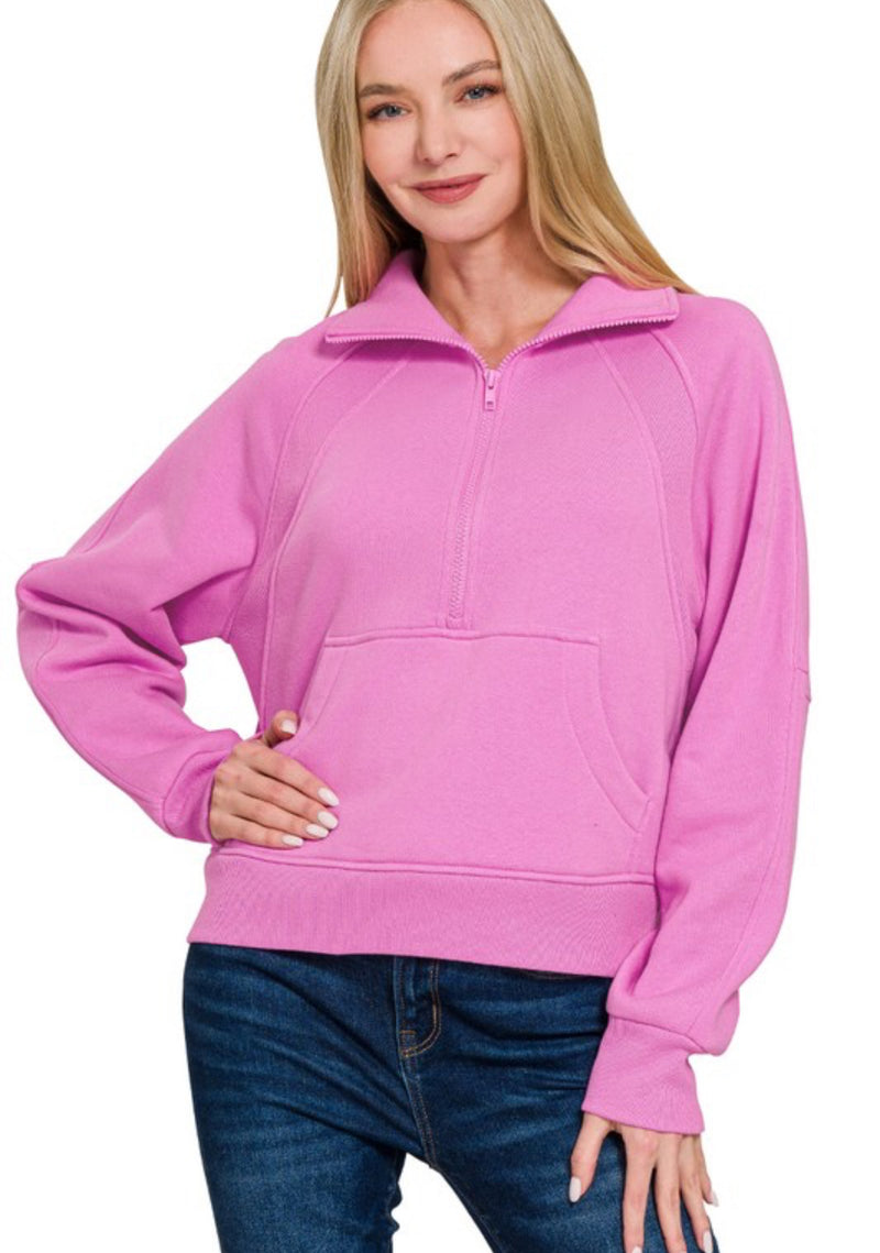 Half Zip Kangaroo Pocket Sweatshirt