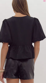 Peplum Bow Top - Black