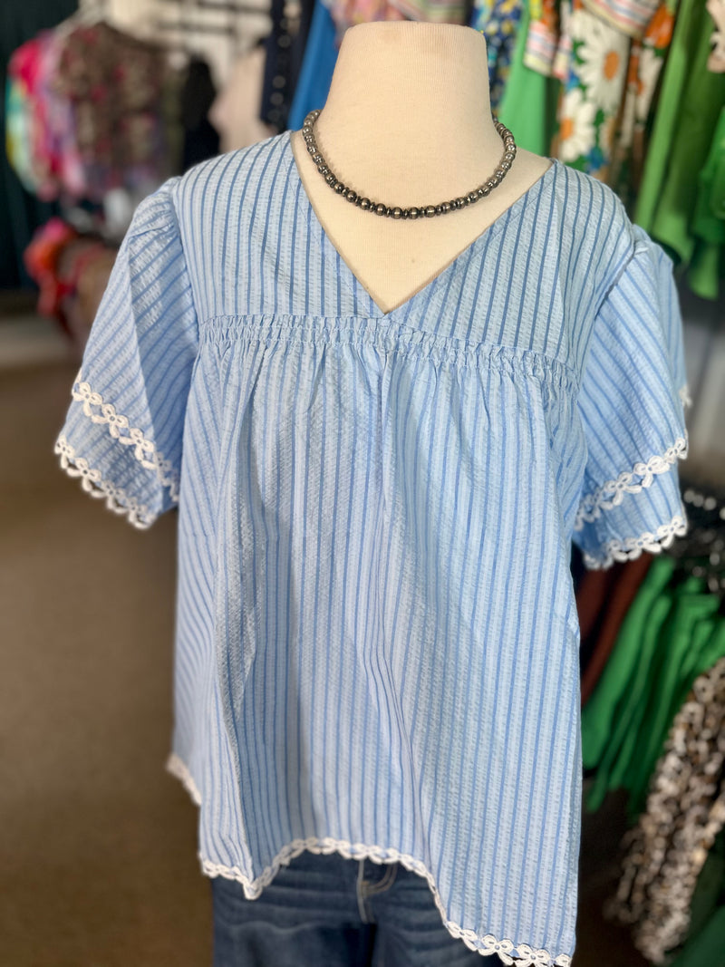 Blue Striped Top