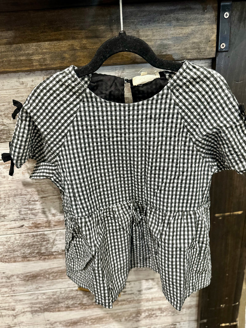 Girls Black Gingham Top (pre order)