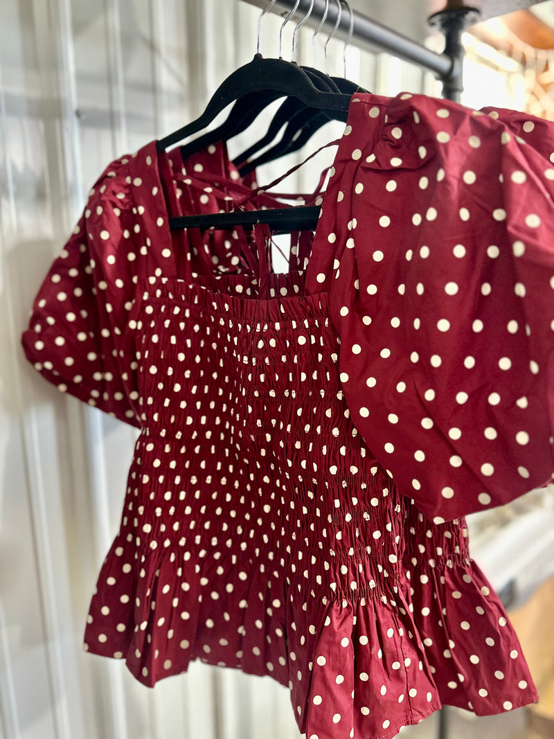Polka Dot Smock Top
