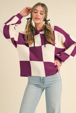 Oversized Checker Sweater - Magenta