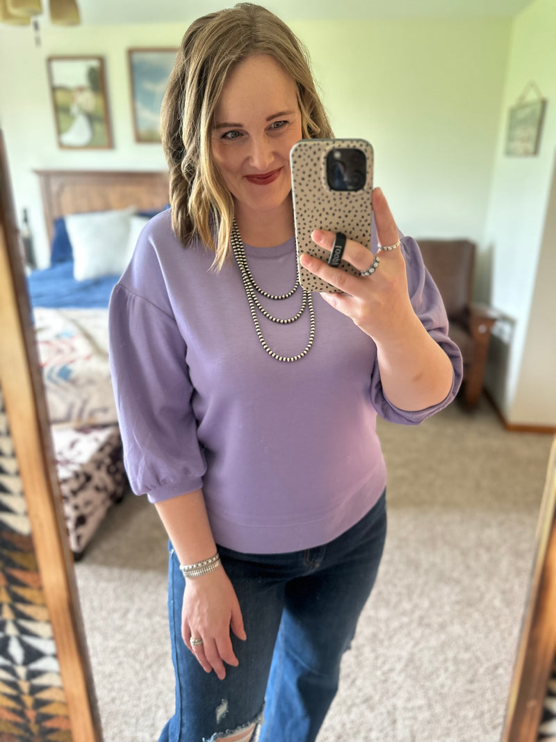 Lavender 3/4 Sleeve Top