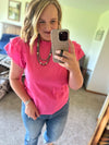 Circle Trim Top - Hot Pink