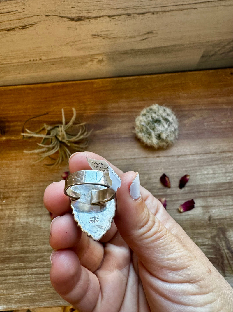 Ring- adjustable- Prehnite turquoise ring and sterling silver