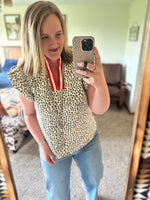 Leopard Print Red Accent Top