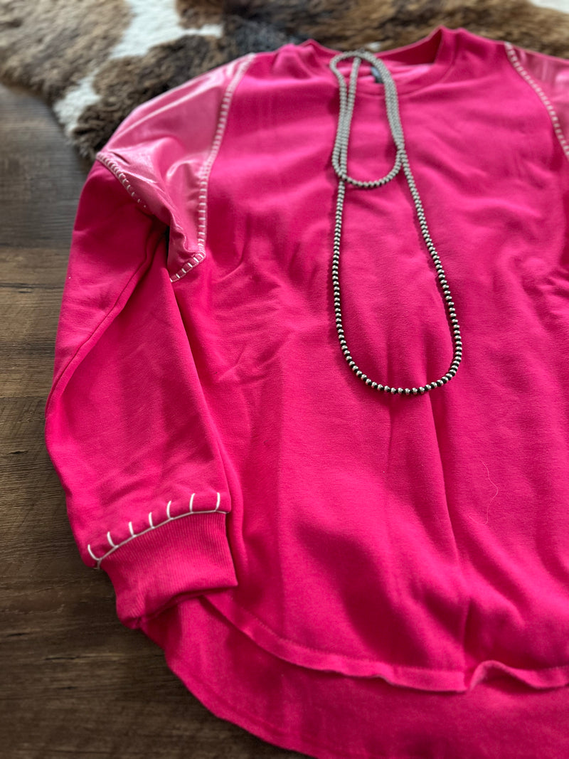 Pink Stitched Sweatshirt