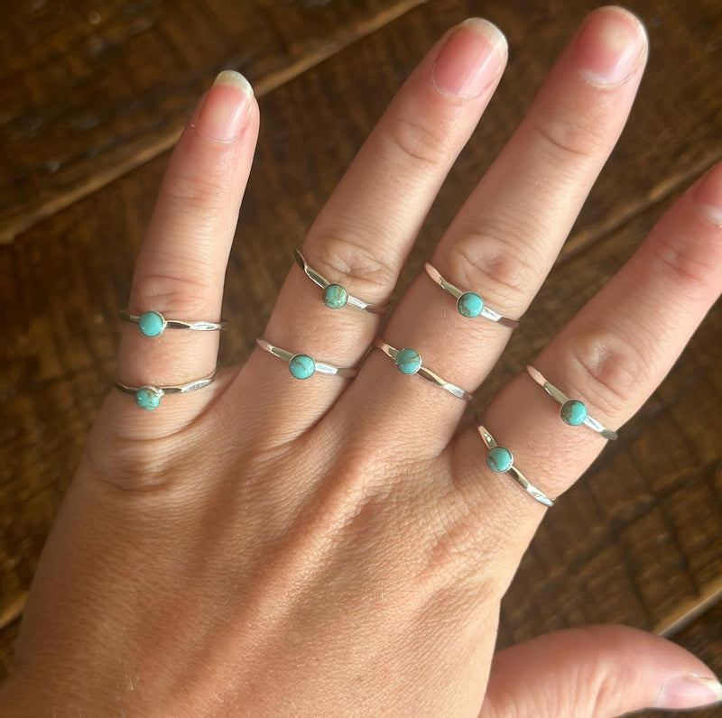 Turquoise Stone Octagon Stacker Ring