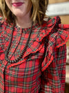 Plaid Ruffle Shoulder Top