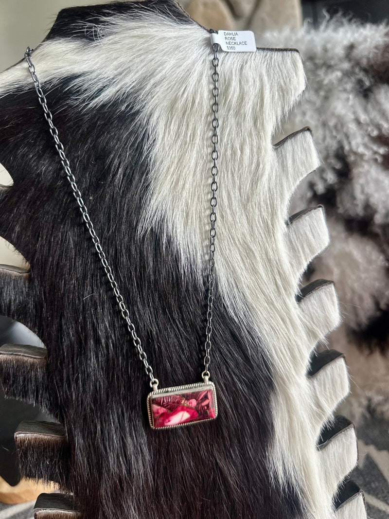 Dahlia Rose Bar Necklace